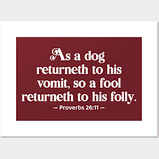 Bible Quote Dog And Fool, funny sacastic holy bible quote Posters and Art